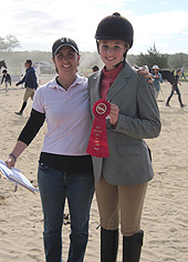 Hudson Valley Equestrian Team coach Jen Connor with red ribbon winner Rachael White